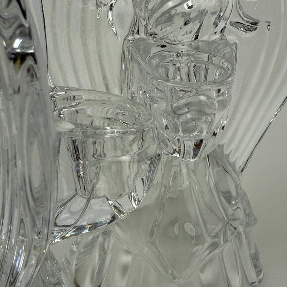 Vintage Leaded Crystal Angel Candleholders Glass Figurine Set Of 2 Holiday Decor - Picture 14 of 16